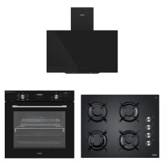 Vestel Ankastre Eğik Siyah Buharlı Lightfry Set