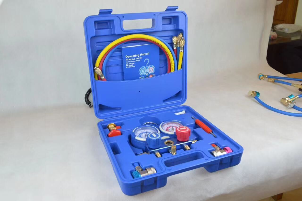 2 Valfli Manifold Gösterge Kiti 1.5m Hortumlu Çantalı R134 A R22 R404 A R410 A Gaz